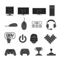 Video games, computer and monitor icons Royalty Free Stock Photo